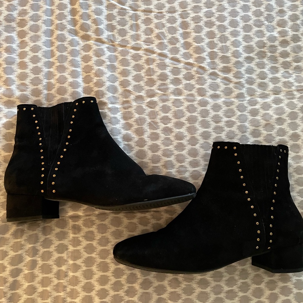 Eric Michael Black Ankle Boots with Gold Studs